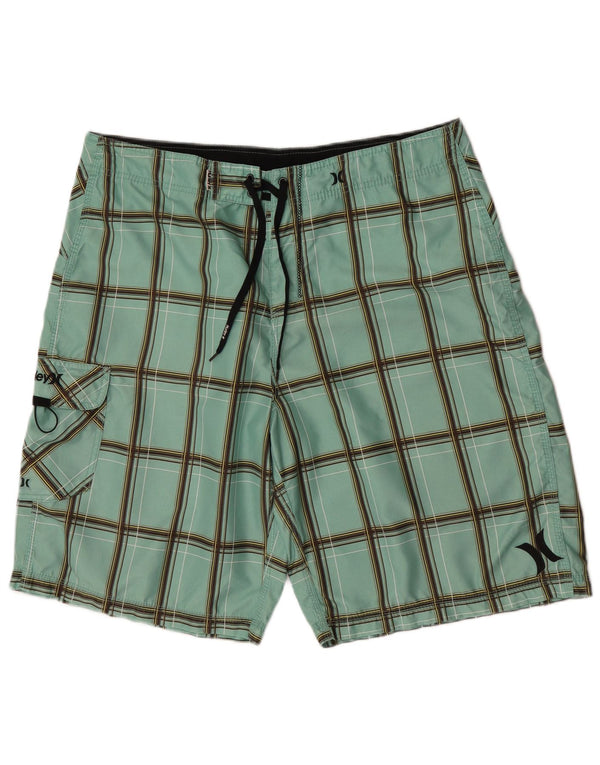 Hurley Bañador Corto Para Hombre Large Green Check Poliéster
