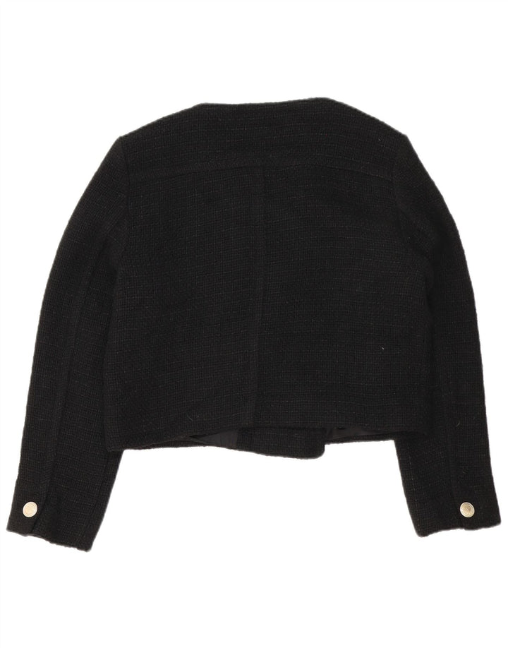 Reiss Womens Double Breasted Bolero Jacket UK 12 Medium Black Acrylic