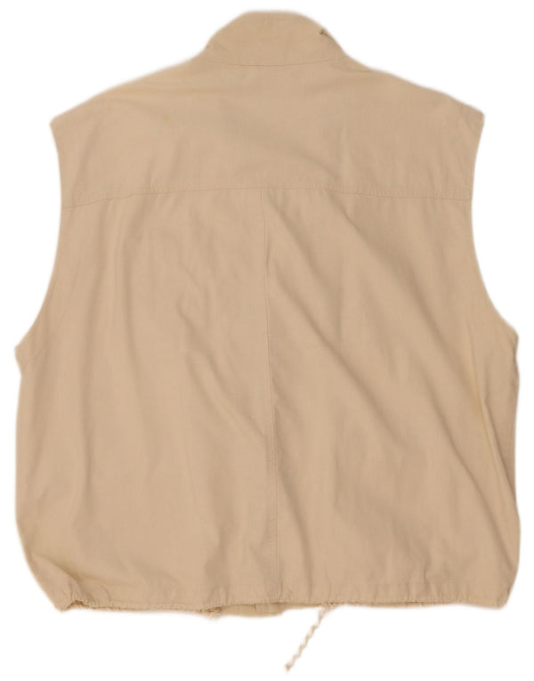 Vintage Mens Utility Gilet UK 44 2XL Beige Cotton
