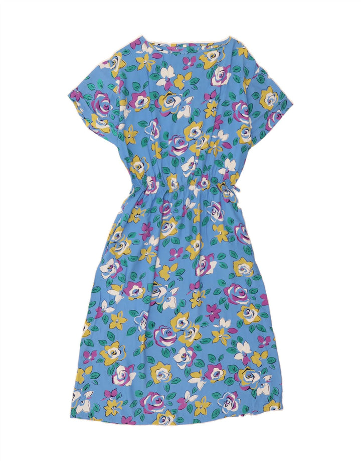 VINTAGE Womens A-Line Dress EU 40 Medium Blue Floral Viscose Vintage Vintage and Second-Hand Vintage from Messina Hembry 