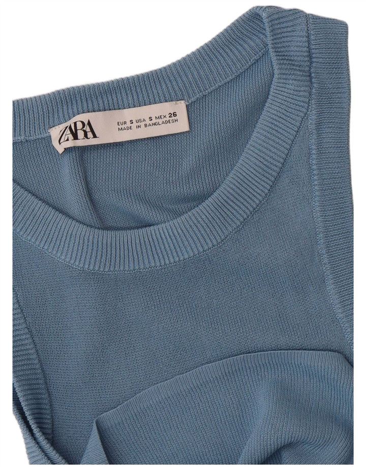Zara Womens Vest Top UK 8 Small Blue