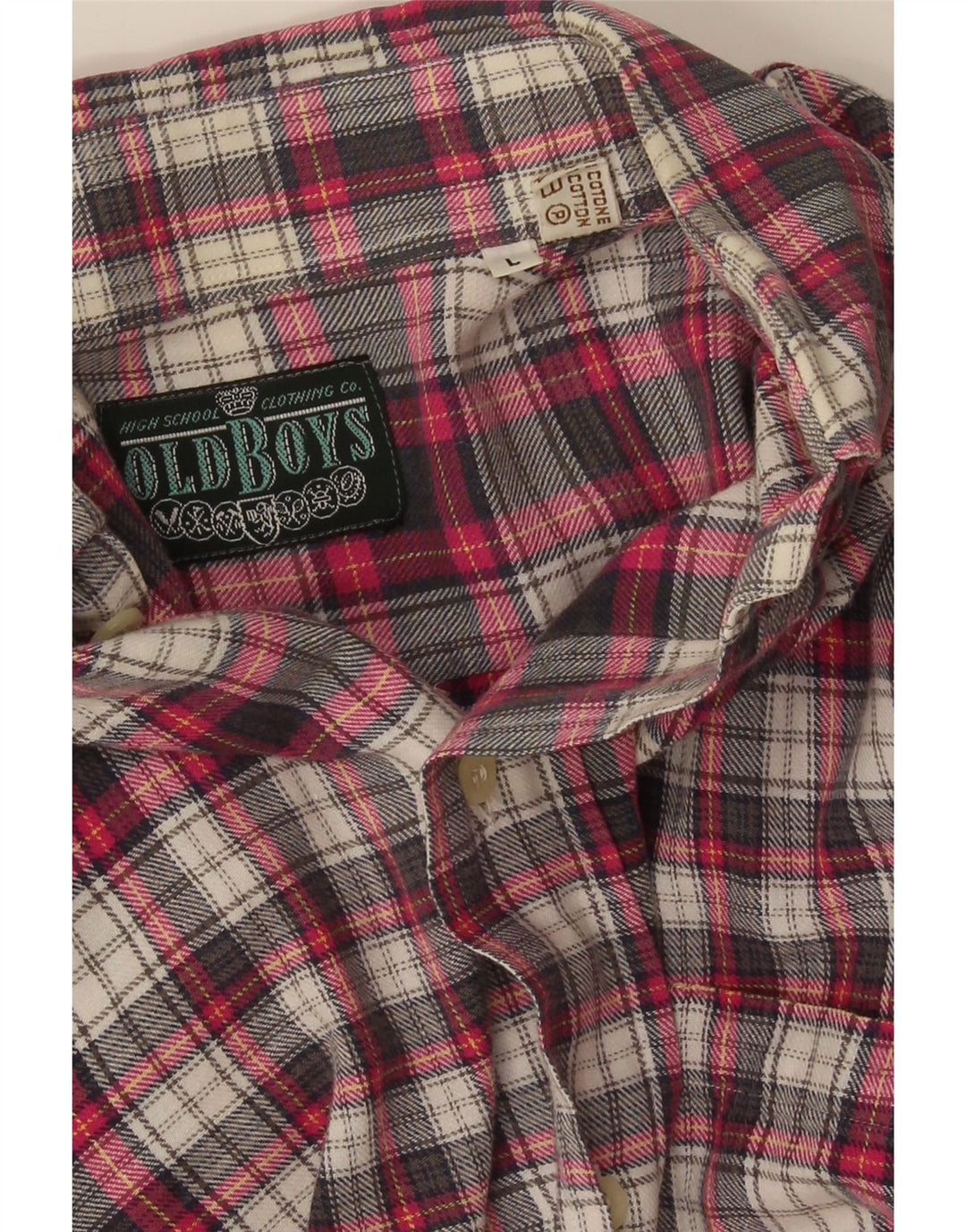 Vintage Mens Flannel Shirt Large Red Check Cotton