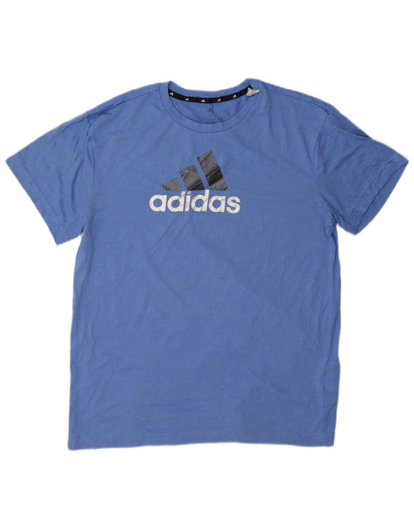 Adidas Aeroready Graphic T-Shirt Top UK 12/14 Medium Blue Polyester
