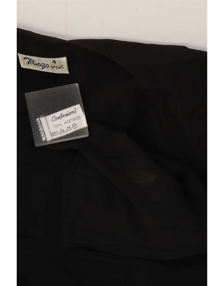 Vintage Womens Oversized Wrap Blouse Top US 4 Small Black Acetate