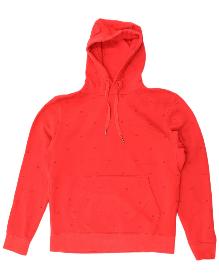 Calvin Klein Mens Graphic Hoodie Jumper Medium Red Cotton