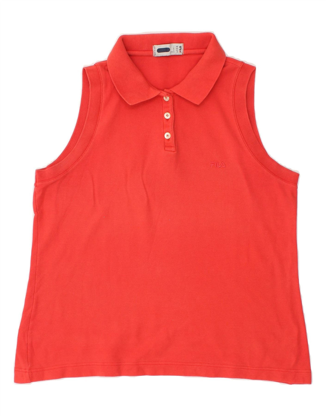 FILA Womens Sleeveless Polo Shirt IT 48 XL Red Vintage Fila and Second-Hand Fila from Messina Hembry 