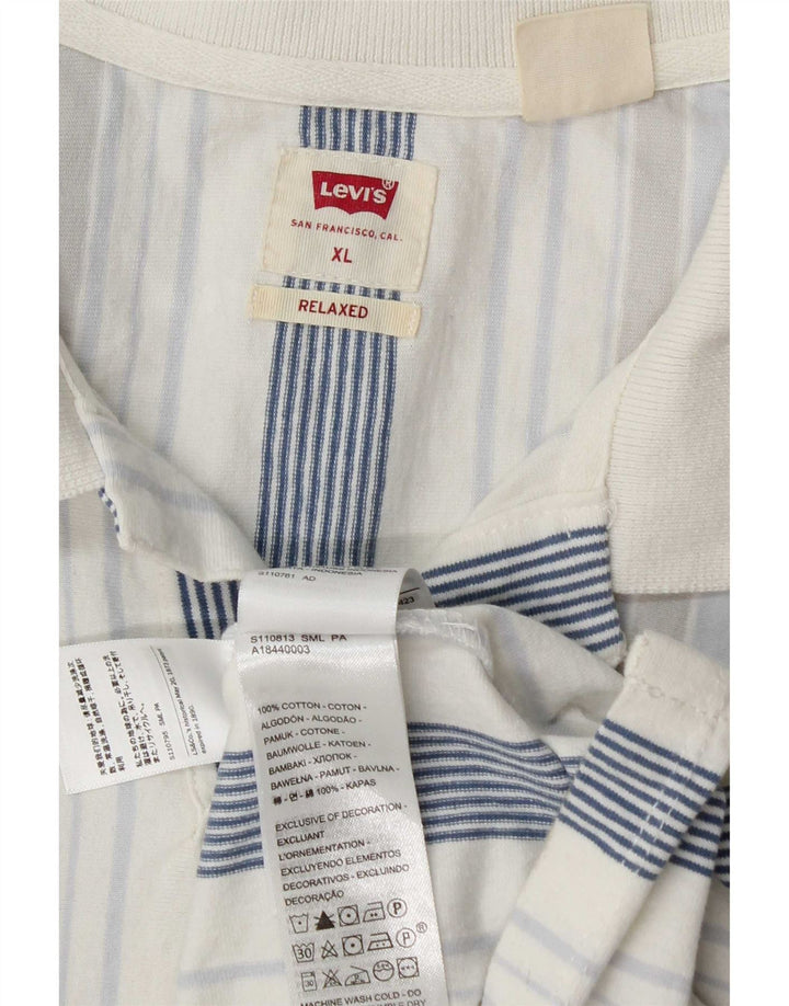 Levi's Mens Relaxed Polo Shirt XL Blue Striped Cotton