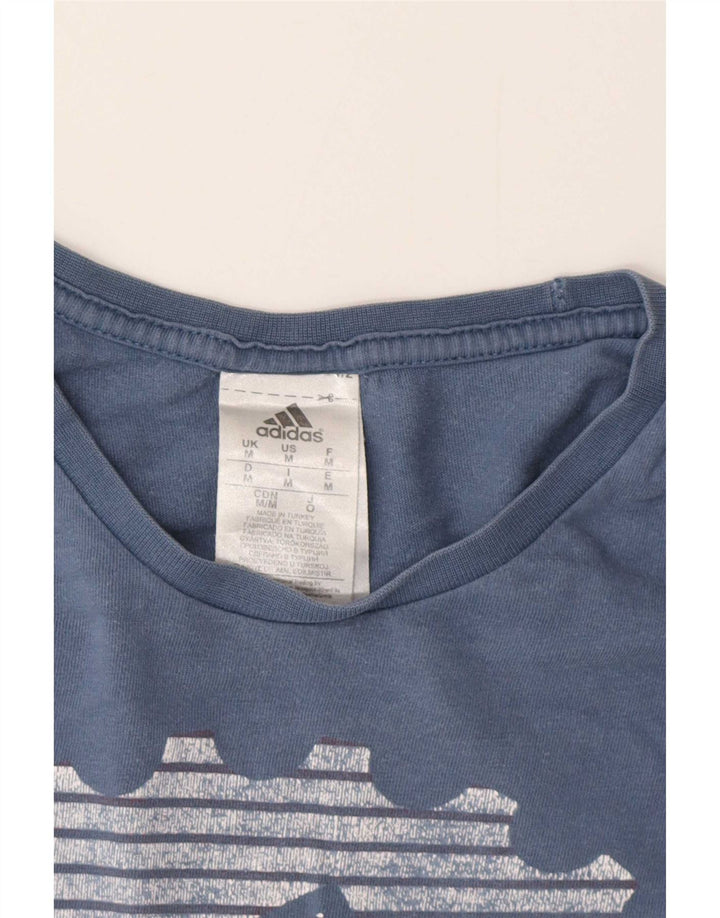 Adidas Mens Graphic T-Shirt Top Medium Blue Cotton