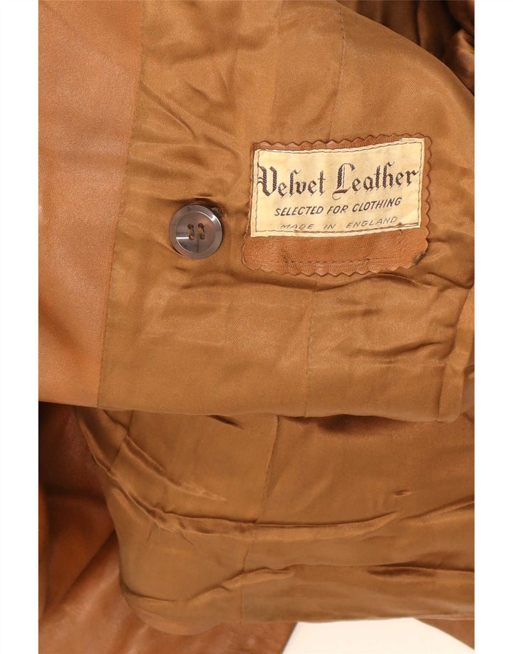 Vintage mujer chaqueta de cuero Reino Unido 14 marrón medio