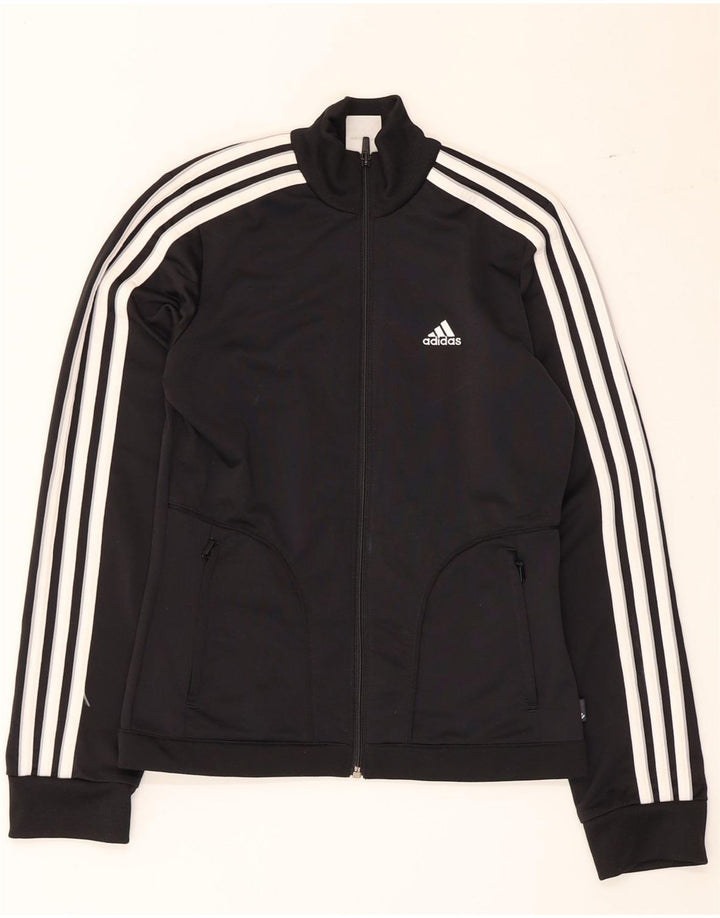 Adidas Womens Tracksuit Top Jacket UK 8 Small Black Colourblock Polyester