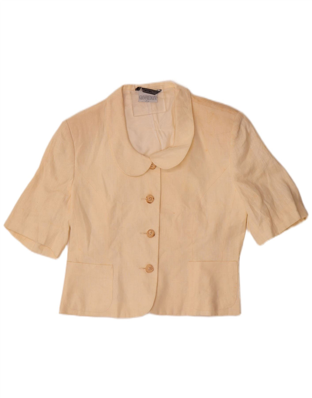 Gianfrediani Dame Kortærmet 4-knaps Blazer Jacket UK 16 Large Beige