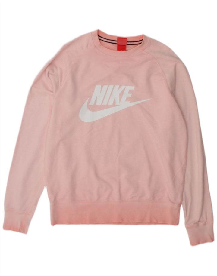 Nike Womens Graphic Sweatshirt Jumper UK 14 Medium Pink Cotton