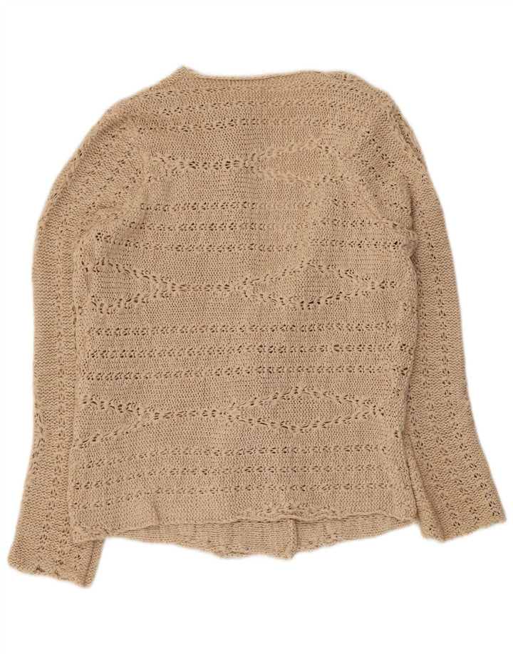 Marks & Spencer Womens Open Cardigan Sweater UK 12 Medium Beige Acrylic