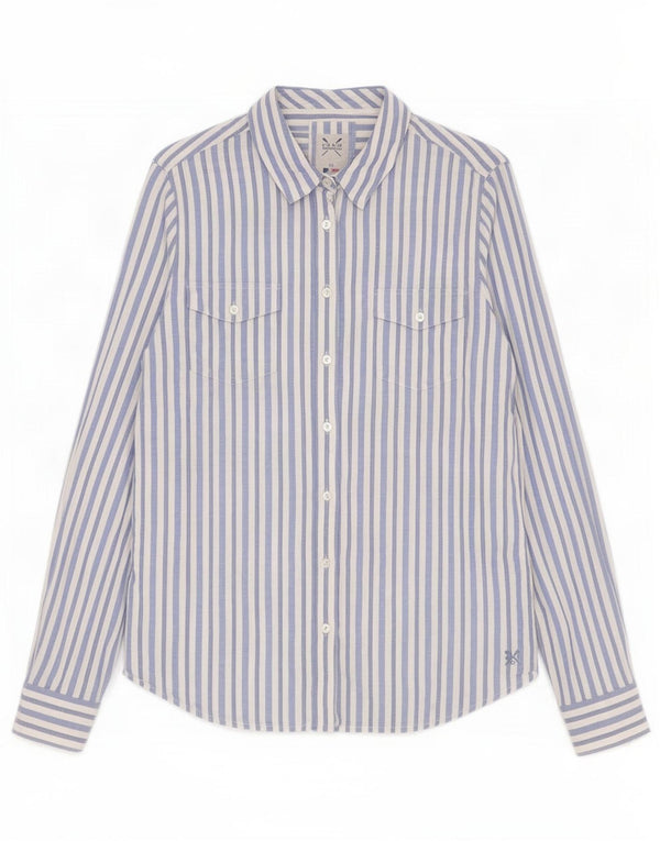 Crew Clothing Womens Shirt UK 12 Medium Blue Pinstripe Cotton