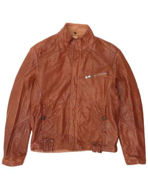 Giacca in pelle reversibile vintage da uomo UK 40 grande marrone