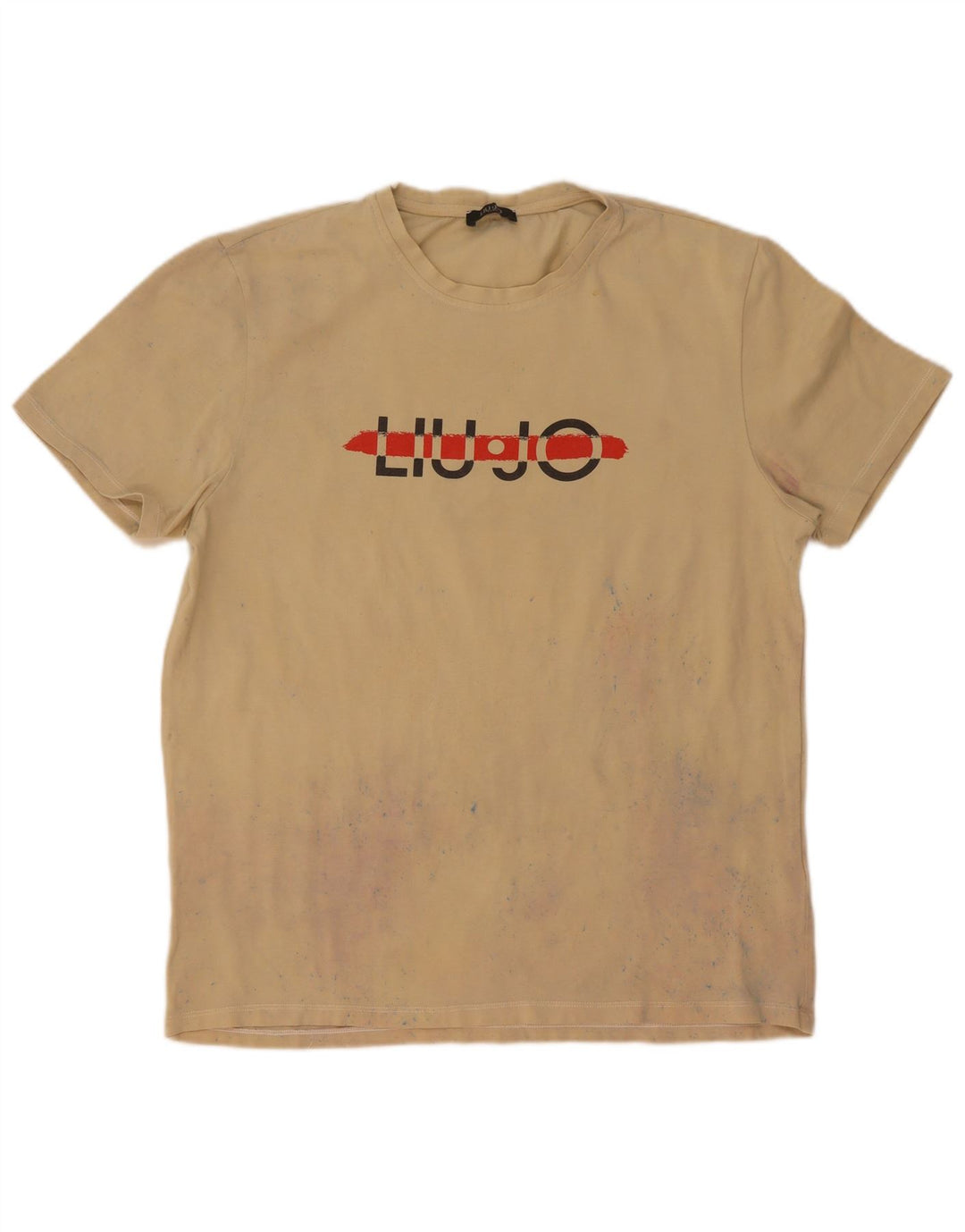 Liu Jo Mens Graphic T-Shirt Top Medium Beige