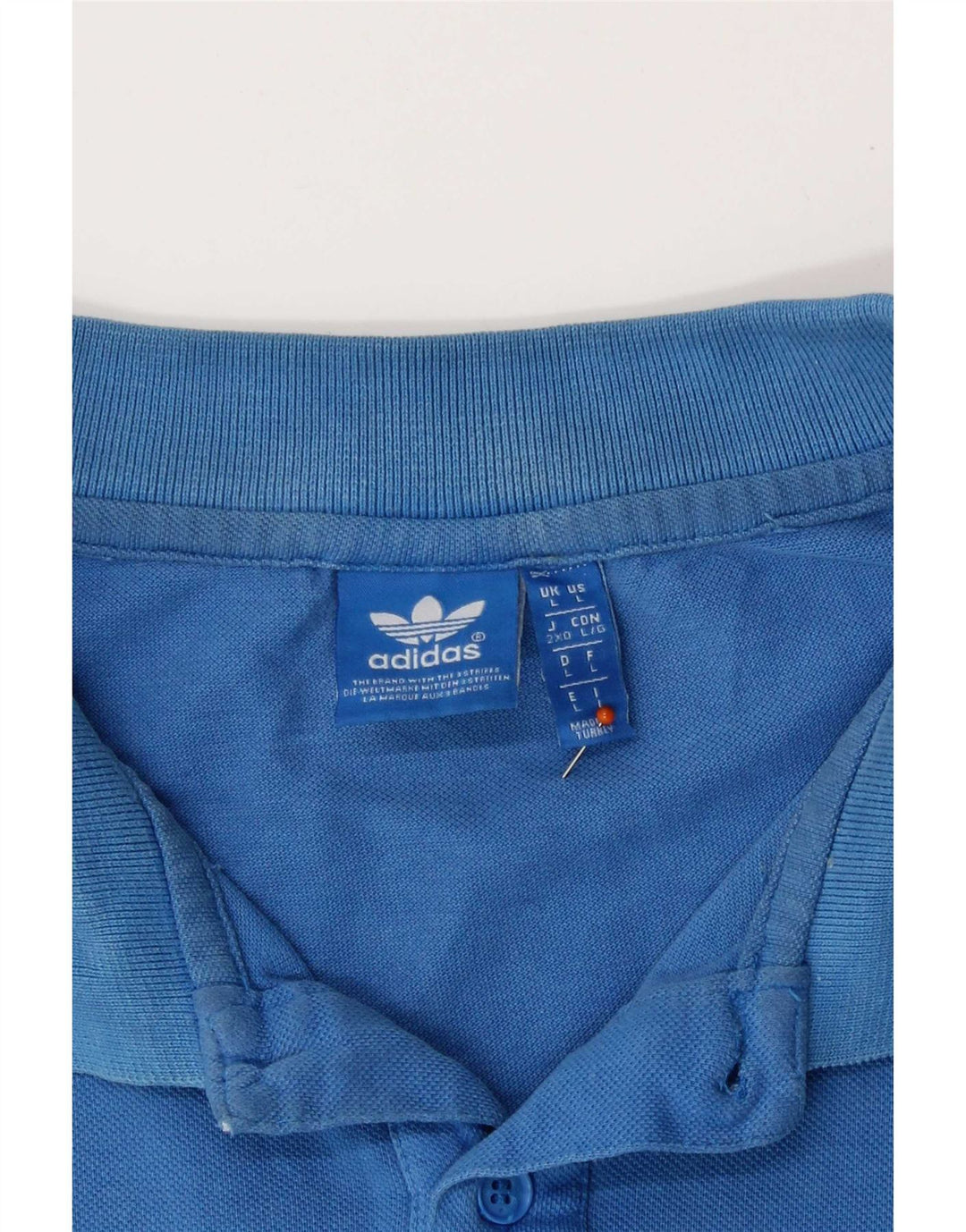 Adidas Mens Polo Shirt Large Blue Cotton
