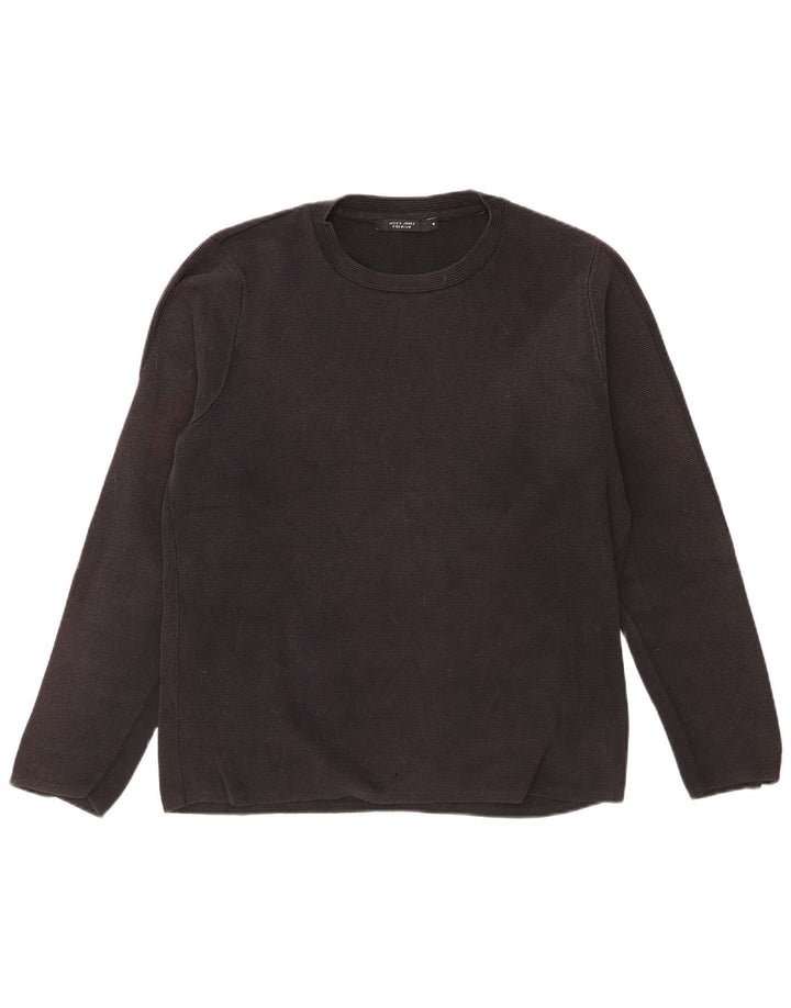 Jack & Jones Mens Crew Neck Jumper Sweater Medium Black Cotton