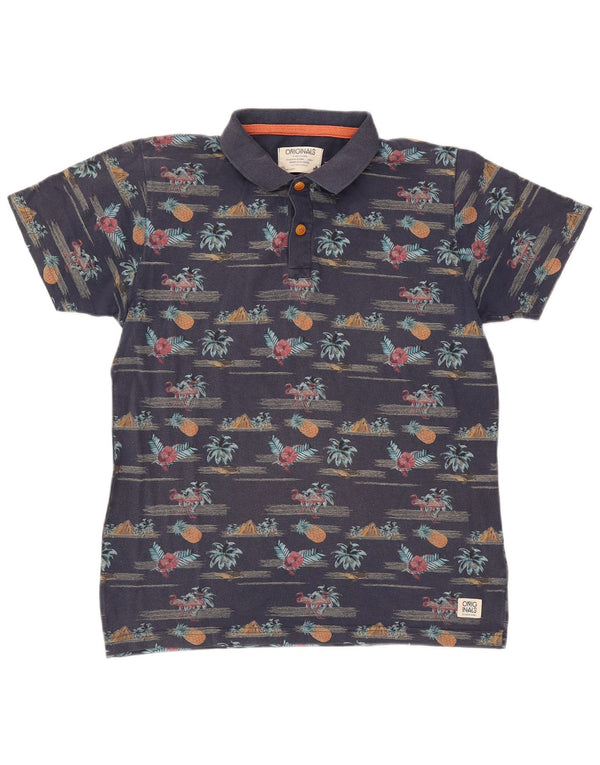 Jack & Jones Ανδρικό μπλουζάκι πόλο μεγάλο μπλε ναυτικό φλοράλ βαμβακερό