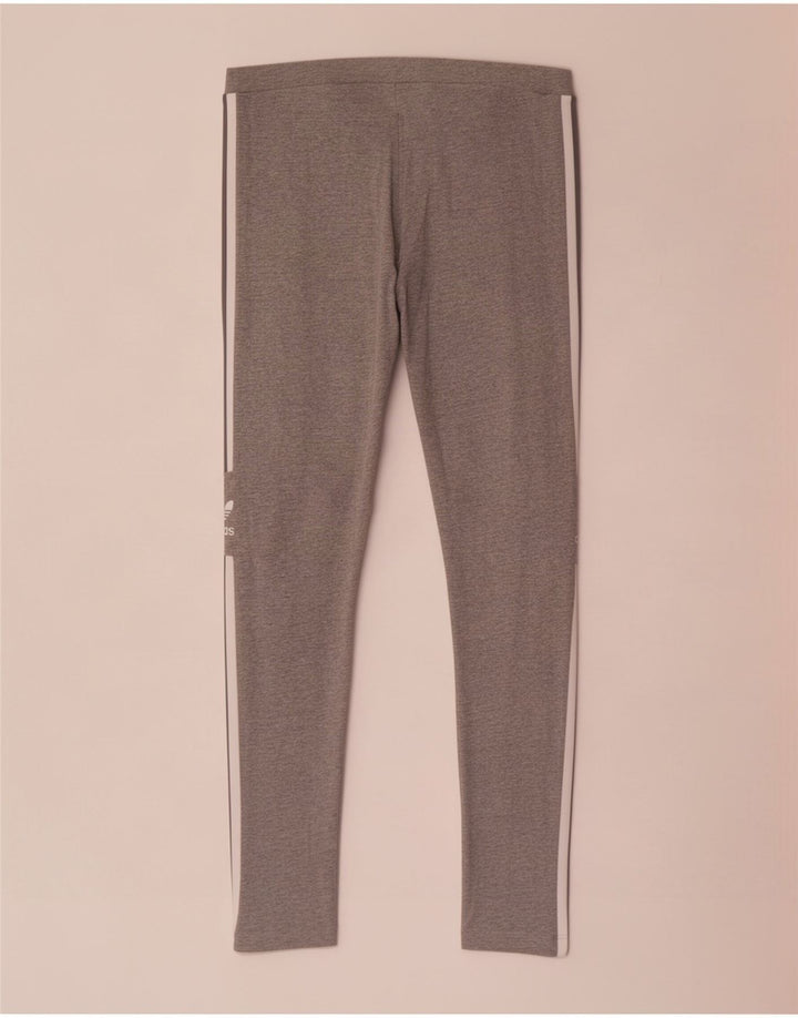 Adidas Damen Leggings UK 14 Mittelgraue Baumwolle