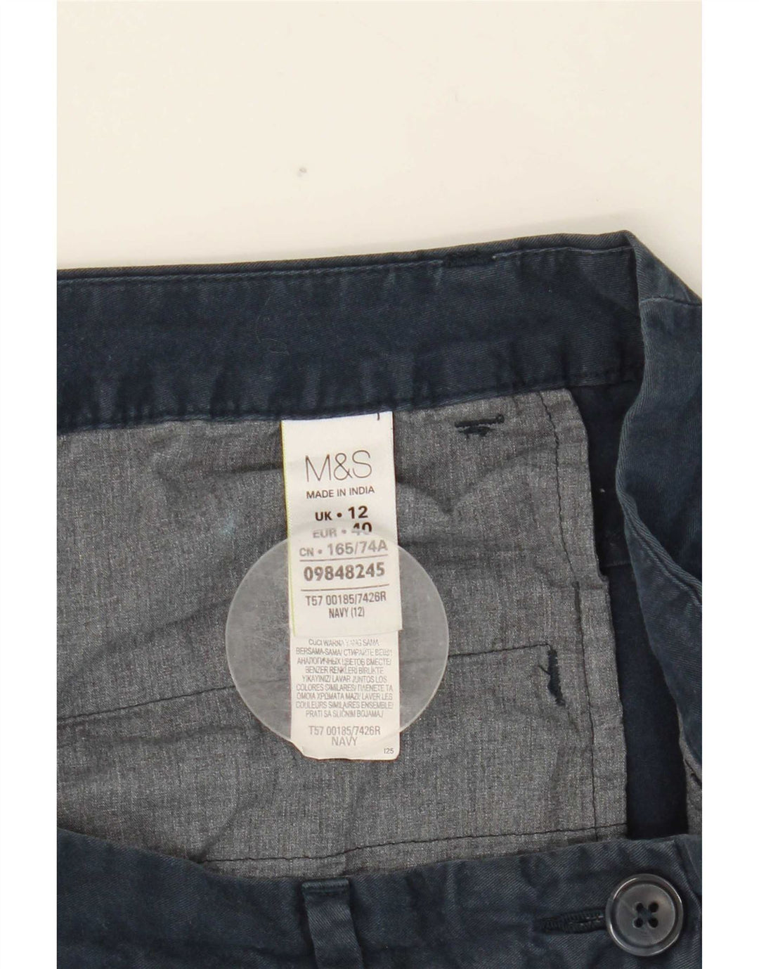 Marks & Spencer Womens Chino Shorts UK 12 Medium W31  Navy Blue Cotton