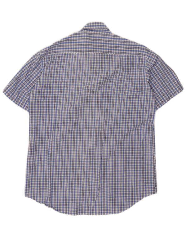 Carrera Mens Short Sleeve Shirt Large Blue Check Cotton