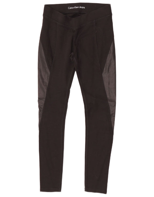 Calvin Klein Jeans Womens Graphic Leggings UK 10 Small Black Colourblock