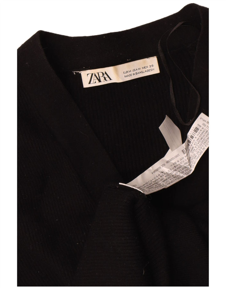 Zara Womens Cardigan Sweater UK 14 Medium Black Viscose
