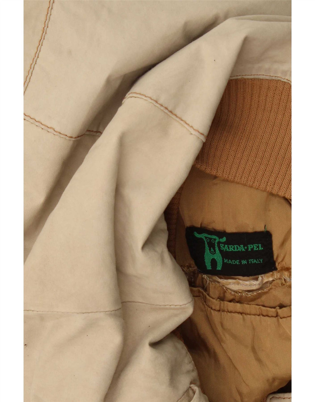 Giacca bomber in pelle vintage da donna UK 14 beige medio
