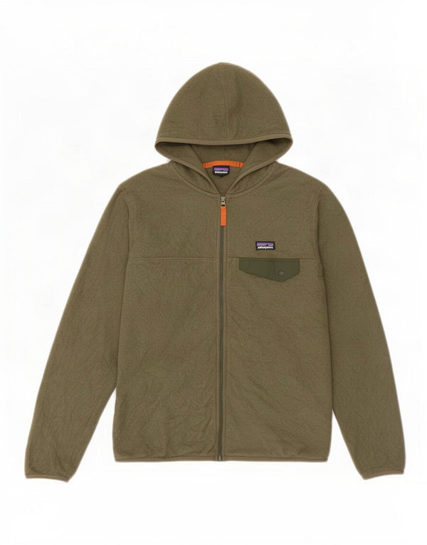Patagonia Boys Hooded Fleece Jacket 13-14 Years XL Green Polyester