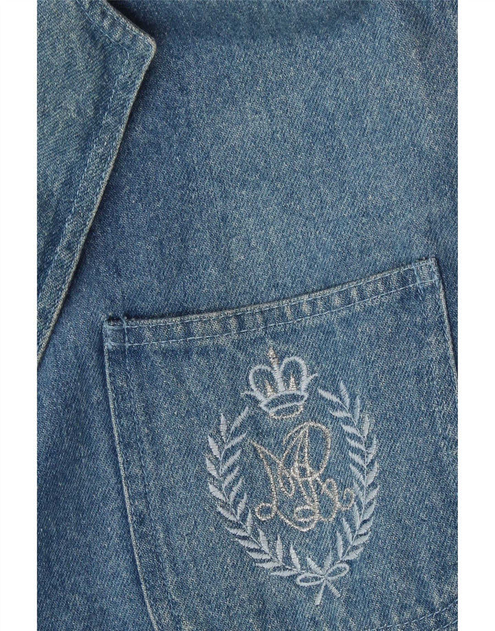 Giacca blazer in denim vintage da donna a 2 bottoni UK 18 XL Blu