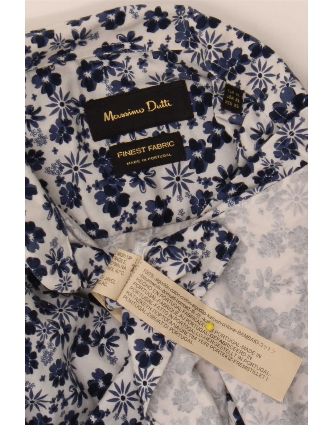 Massimo Dutti Chemise Homme XL Bleu Floral Coton