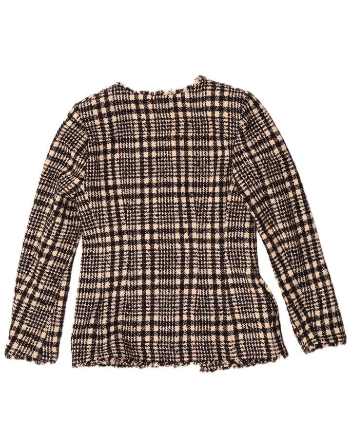 Marks & Spencer Womens Blazer Jacket UK 6 XS Black Plaid Polyester