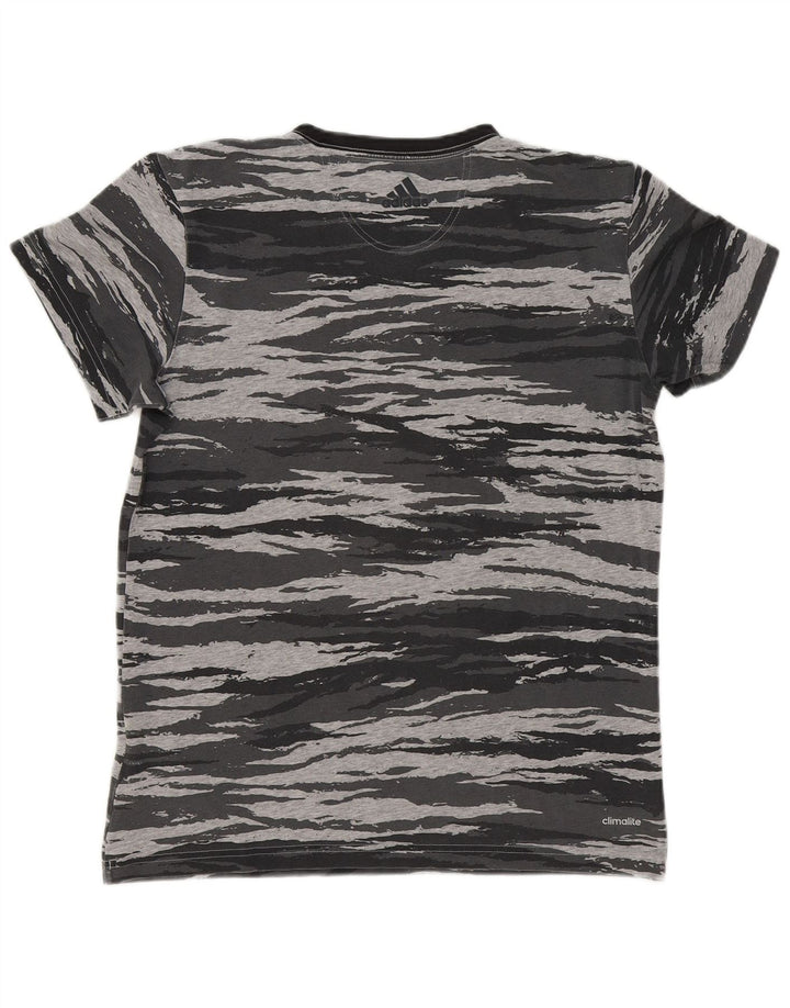 ADIDAS Mens Graphic T-Shirt Top Medium Grey Camouflage Cotton