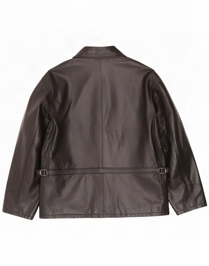 Vintage Herre Læderjakke IT 56 3XL Sort