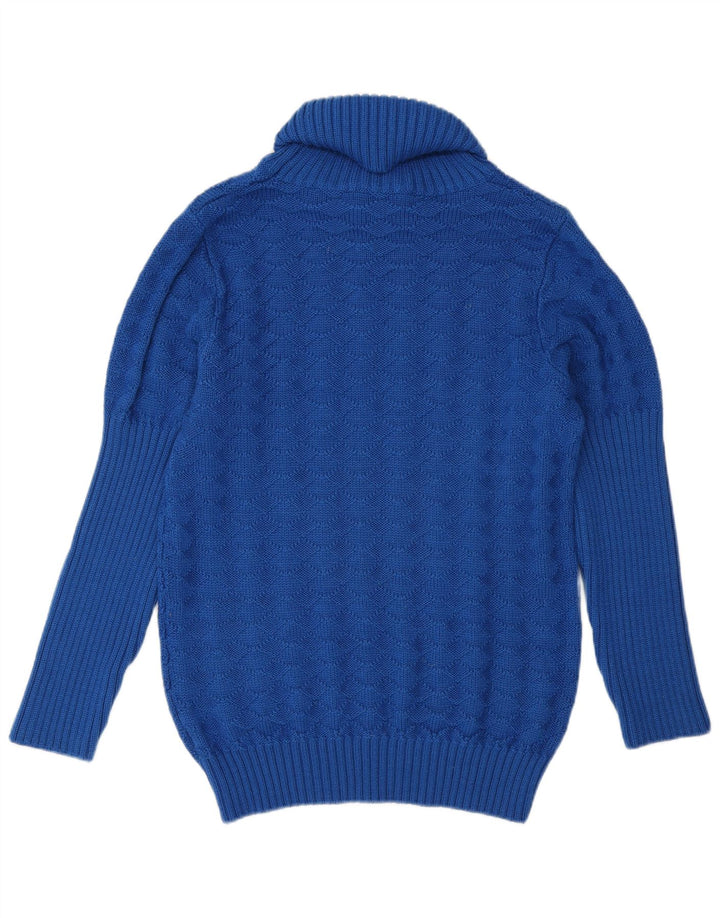 Vintage Womens Roll Neck Jumper Sweater UK 14 Medium Blue Wool