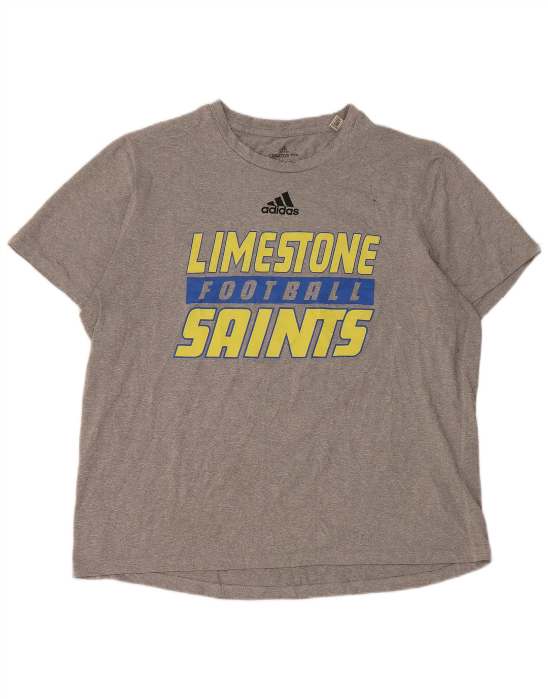 Adidas Mens Limestone Saints Graphic T-Shirt Top Large Grey Polyester
