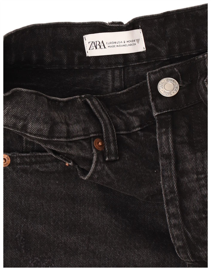 Zara Womens Denim Shorts EU 34 2XS W24 Black