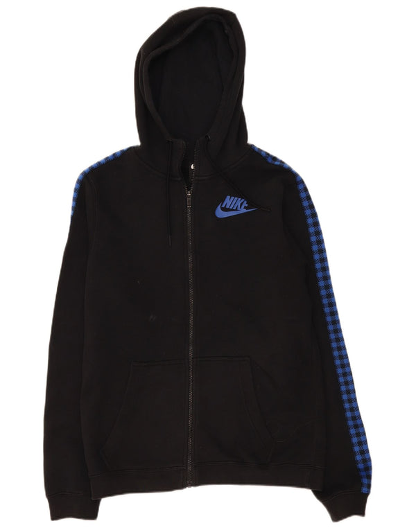 Pulover Nike pentru bărbați, cu fermoar, bumbac color bloc negru