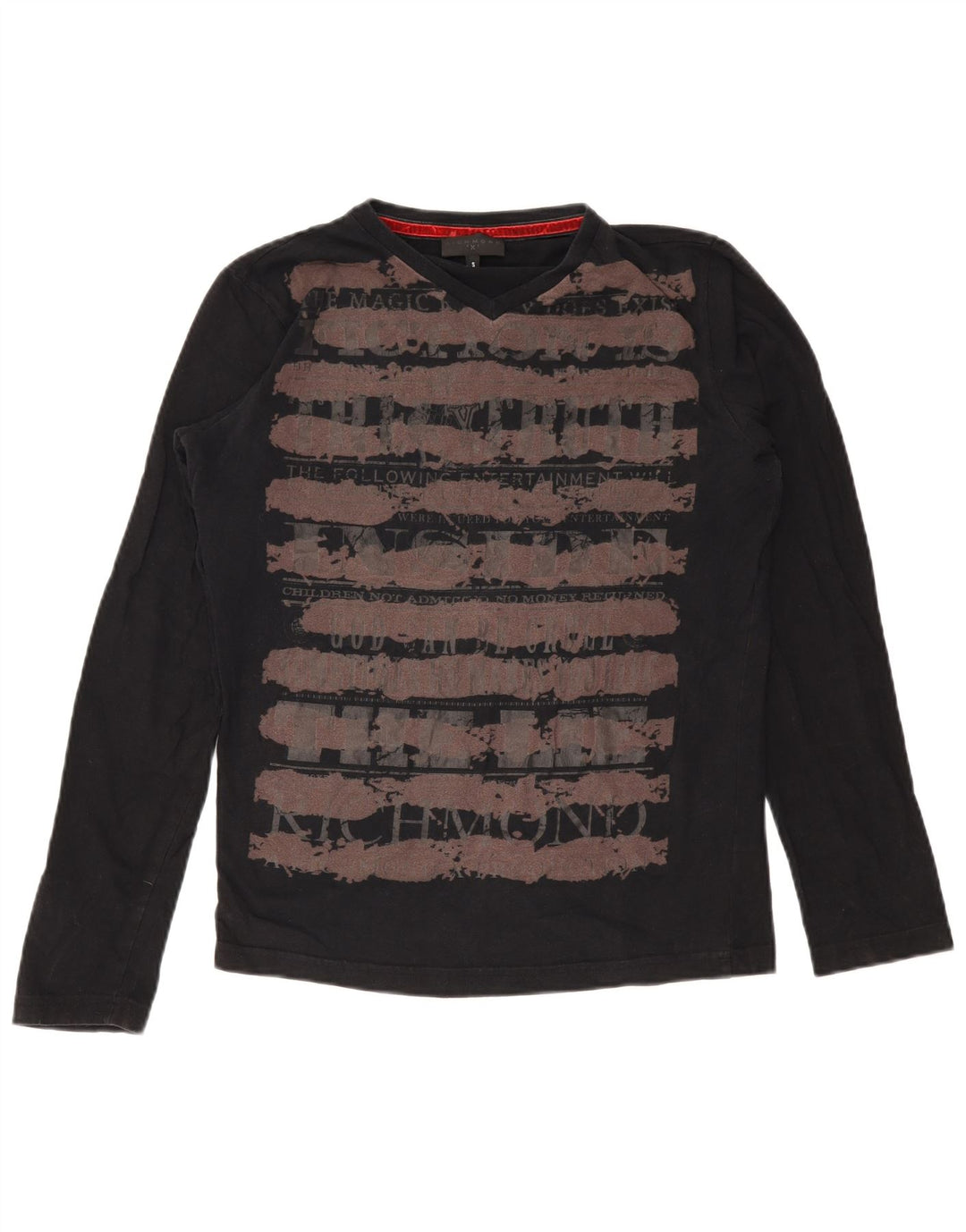 Richmond Mens Graphic Top Long Sleeve Small Black Striped