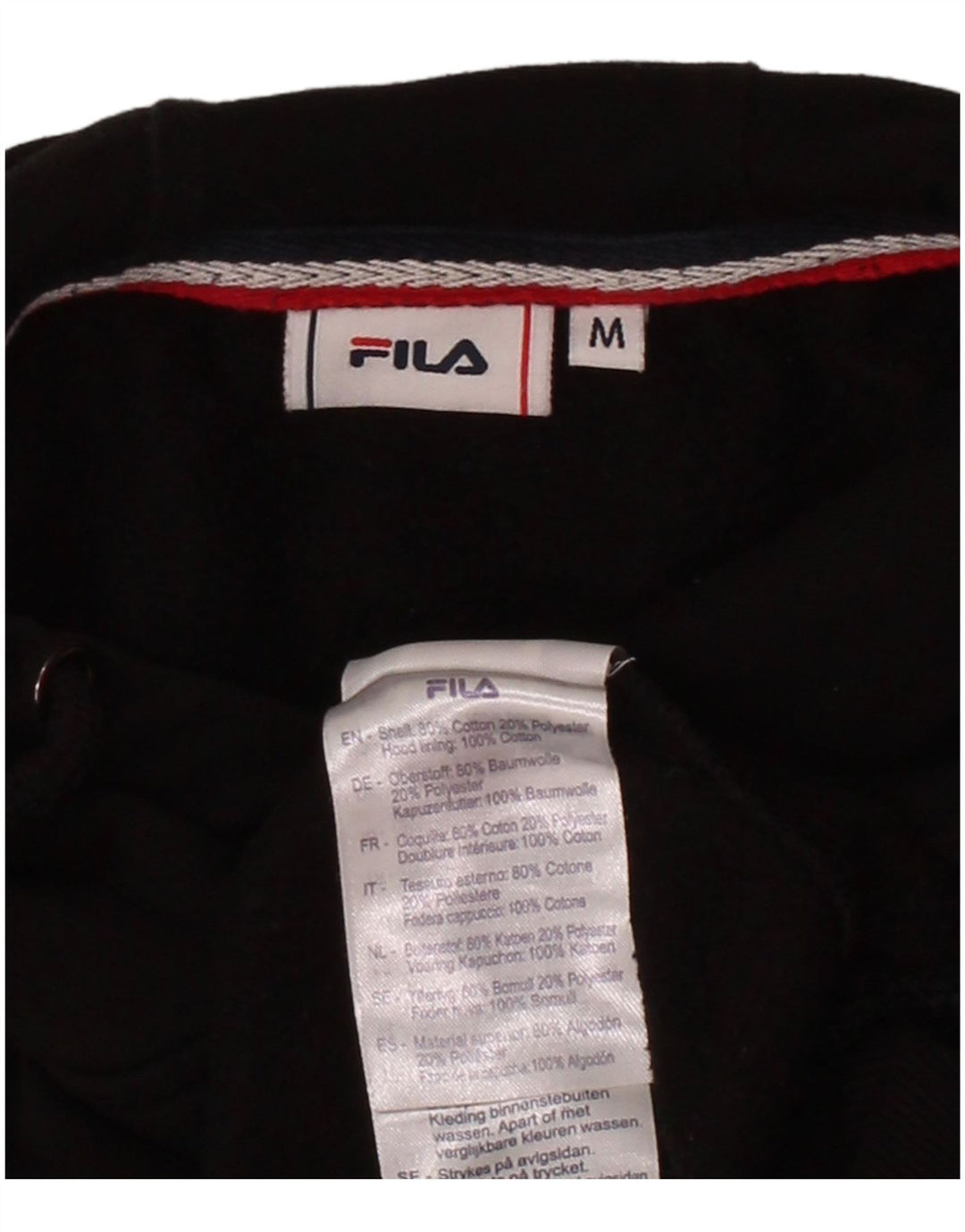 FILA Mens Graphic Hoodie Jumper Medium Black Cotton