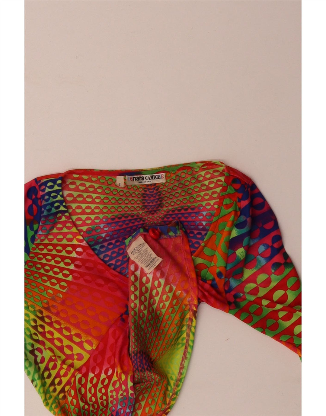 Naracamicee Womens Crop Top UK 12 Medium Multicoloured Geometric Silk