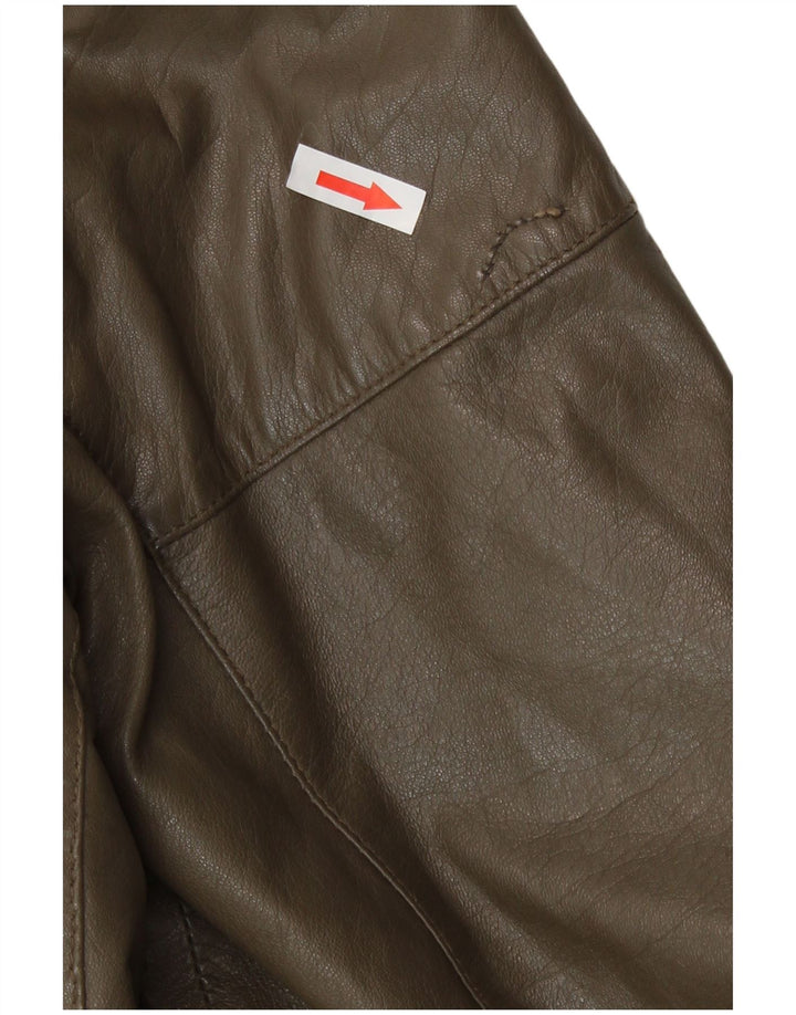 Giacca in pelle vintage da uomo IT 50 grande in pelle kaki
