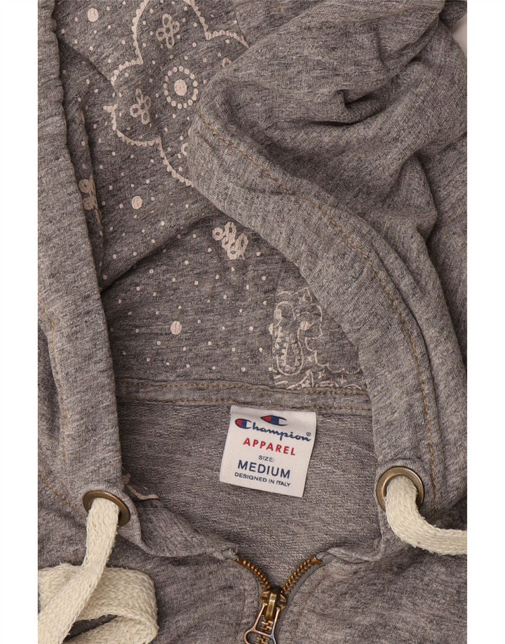 Champion Womens Zip Hoodie Sweater UK 14 Medium Grey