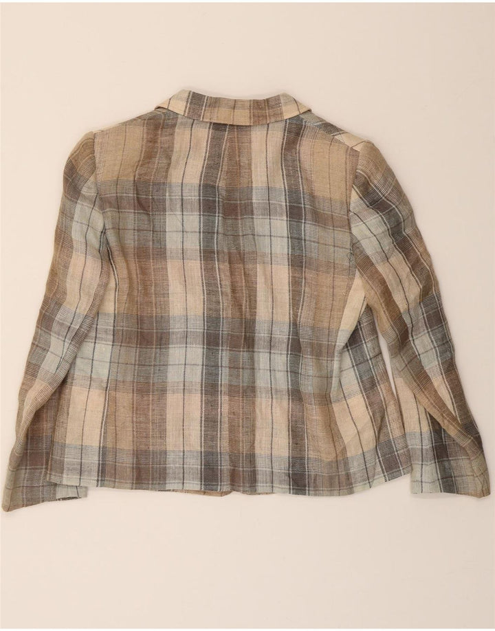 LA CORDEE Womens 2 Button Blazer Jacket UK 16 Large Beige Check Cupro Vintage La Cordee and Second-Hand La Cordee from Messina Hembry 