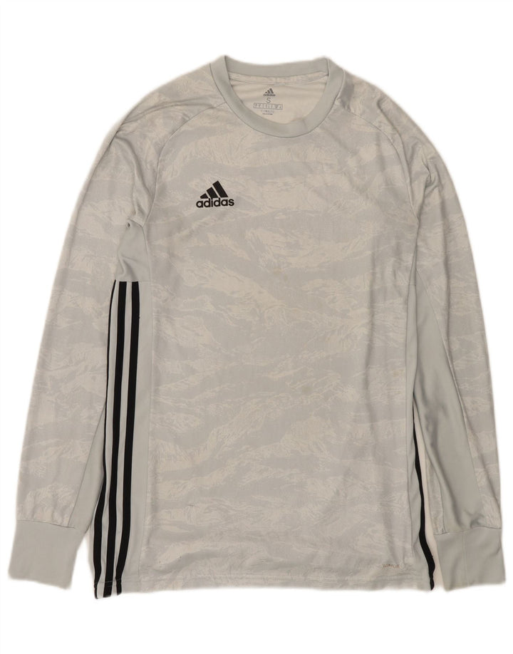 Adidas Męska koszulka Climalite z długim rękawem, mała, szara, kamuflażowa, poliester