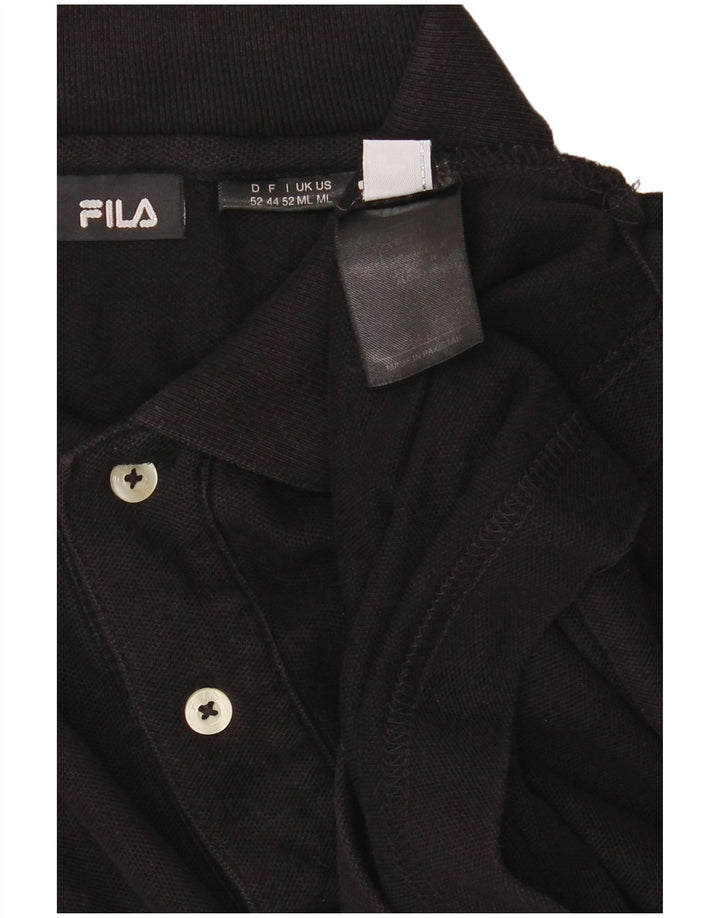FILA Mens Polo Shirt Medium Black Cotton