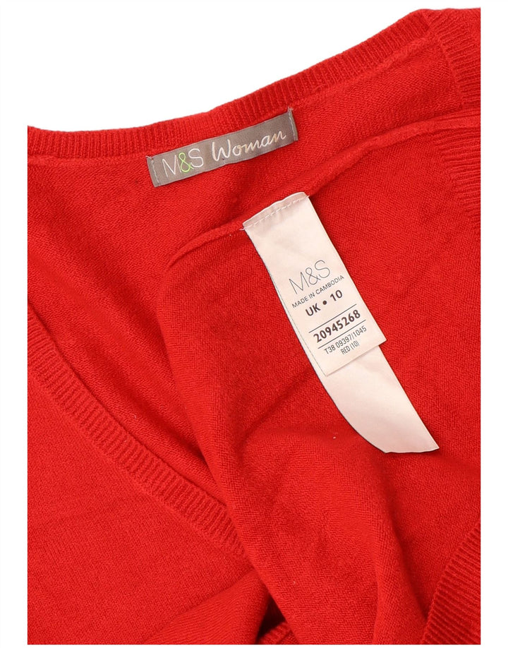 Marks & Spencer Womens Oversized V-Neck Jumper Sweater UK 10 Small Red