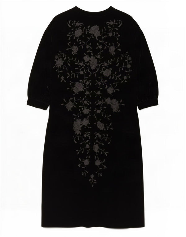 Zara Robe longue surdimensionnée en velours à manches longues pour femme UK 6 XS Noir Floral