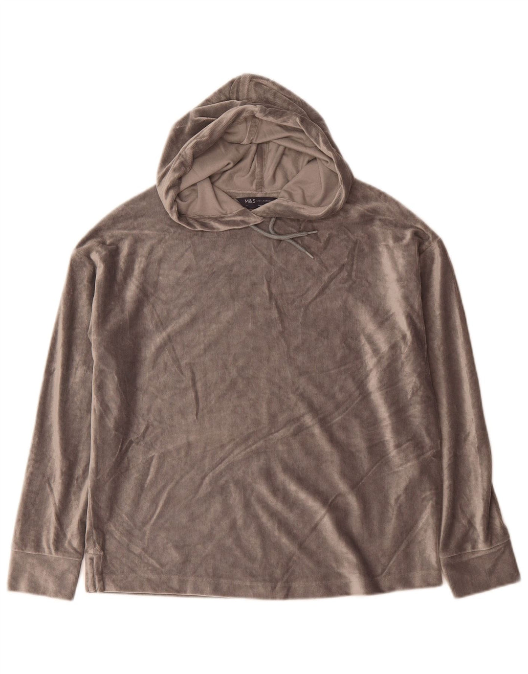 Marks & Spencer Dame Velour Oversized Hoodie Jumper UK 8 Small Grey